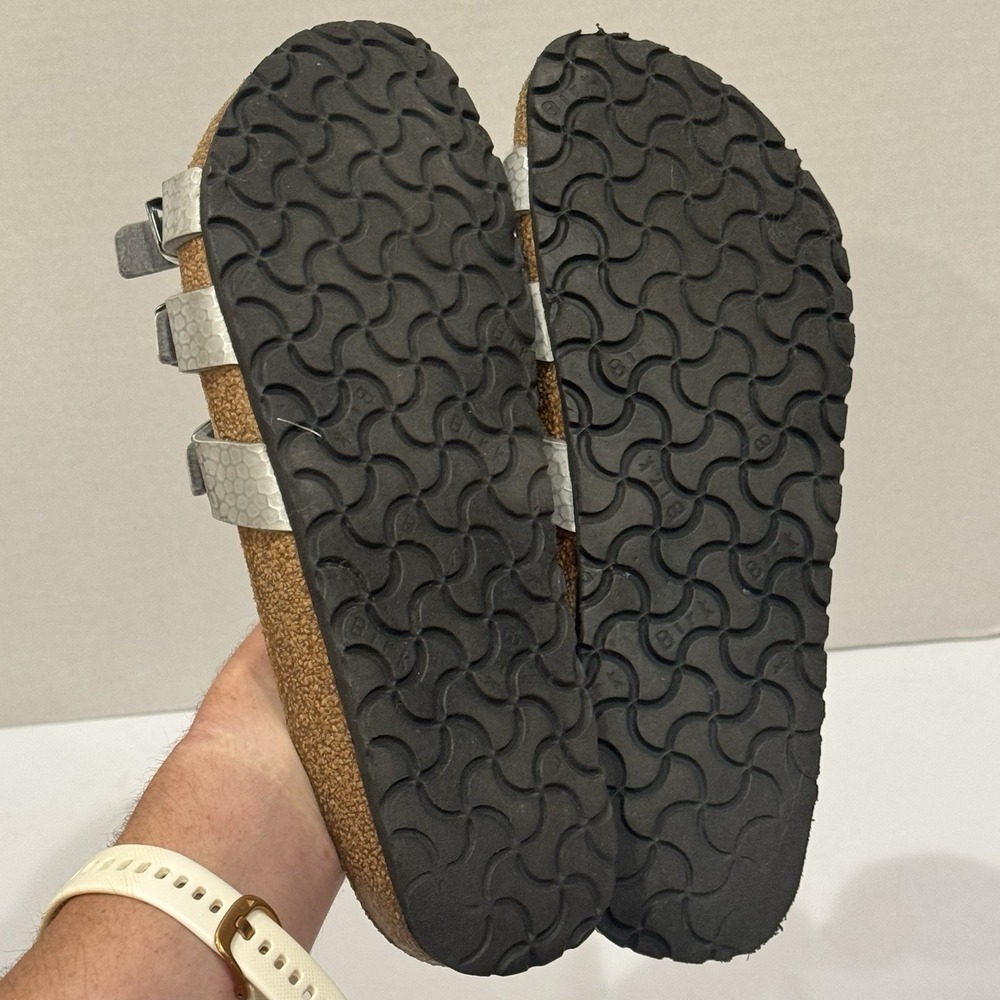 Birkie Birkenstock Florida 3 Strap Slip On Sandal Silver Women's 7-7.5 EU 38 - Picture 7 of 7